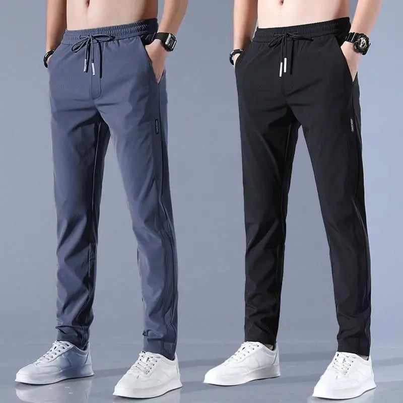 Lycra Track Pants for Men (Grey & Black) (Pack of 2)