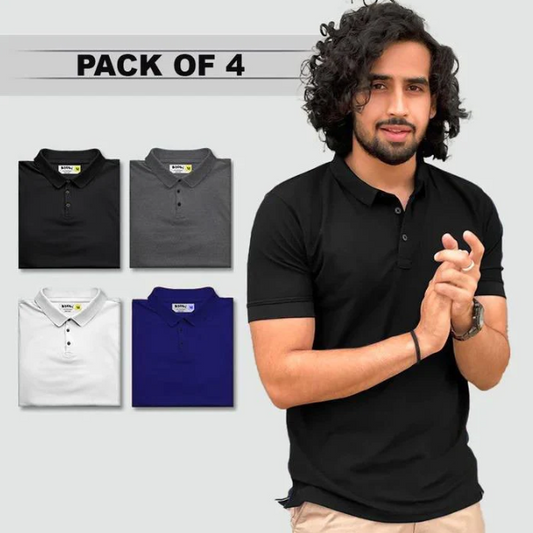 Men Polo T-Shirts (Multicolor, Pack of 4)