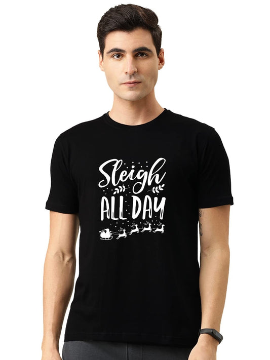 Men's Black Round Neck T-Shirt (Black)