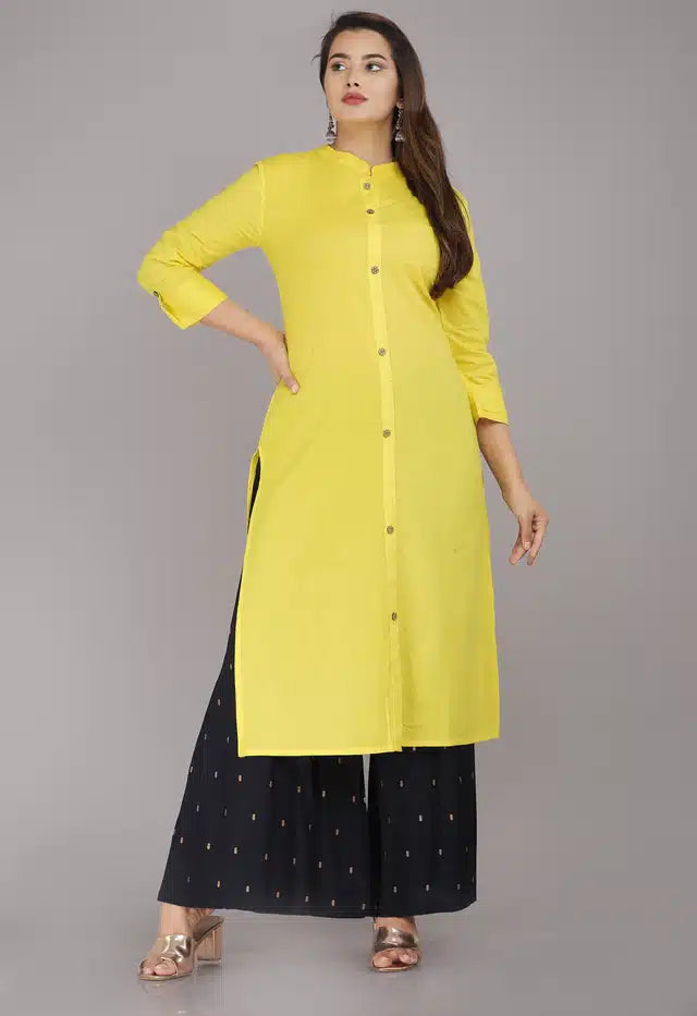 Pure Cotton Kurti for Women (Yellow, M)